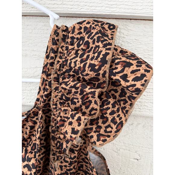 Leopard Print Ruffle Sleeve Blouse – Size L - Picture 4 of 7